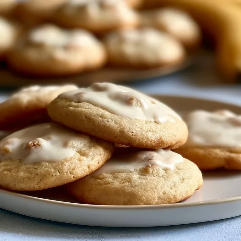 Homemade Grandma's banana cookies with a golden brown finish.