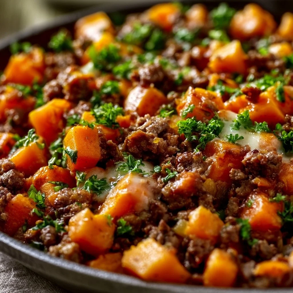 Ground Beef and Sweet Potato Skillet