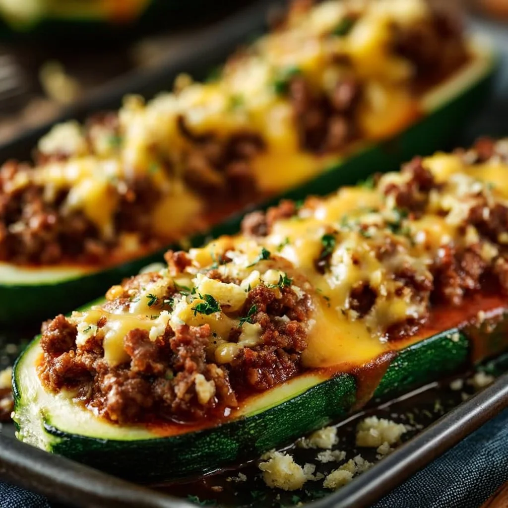 Ground Beef Zucchini Boats