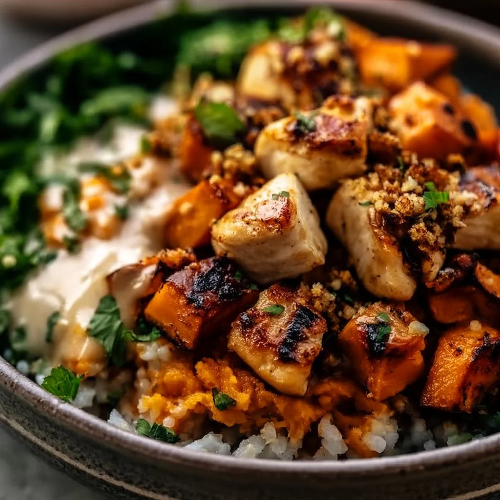 Healthy Chicken & Sweet Potato Rice Bowl