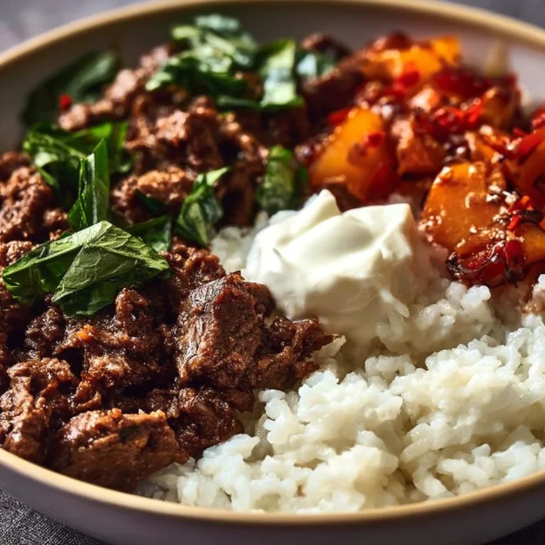 Hot Honey Beef Bowls delicious recipe with tender beef and spicy honey glaze.