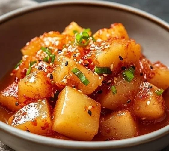 Korean Pickled Radish served as a vibrant side dish.
