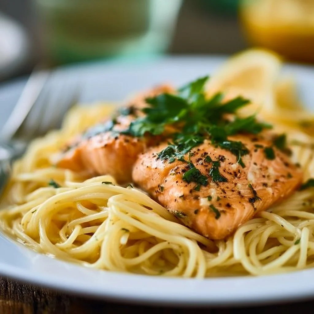 Lemon Butter Salmon Pasta