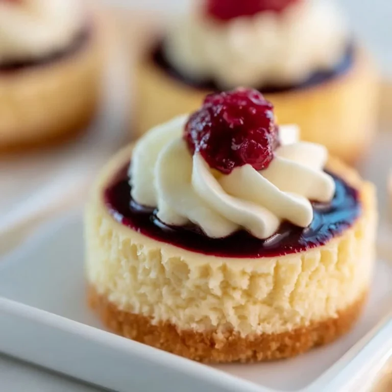 Delicious mini cheesecakes arranged on a dessert table.