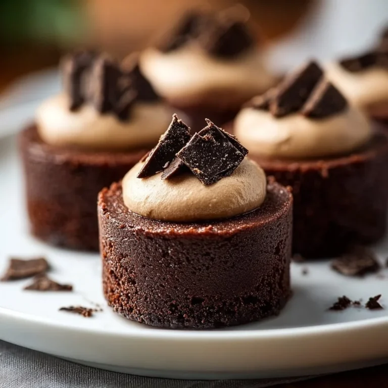 Mini chocolate cheesecake bites on a serving platter with chocolate drizzles