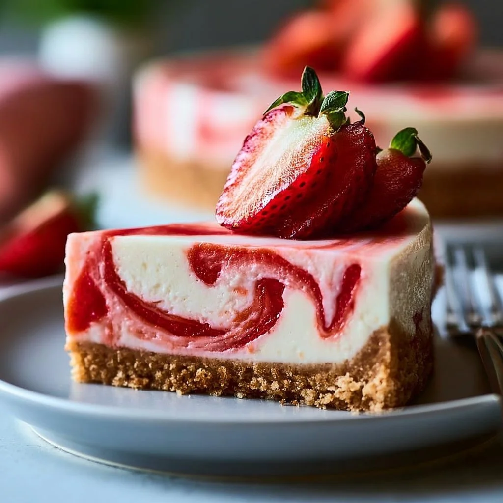 No-Bake Strawberry Swirl Cheesecake