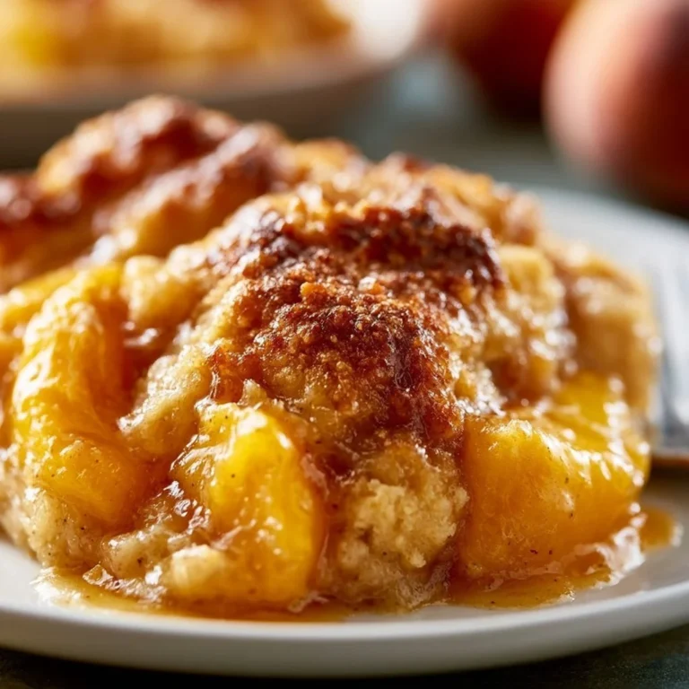 Delicious Paula Deen peach cobbler served warm with ice cream