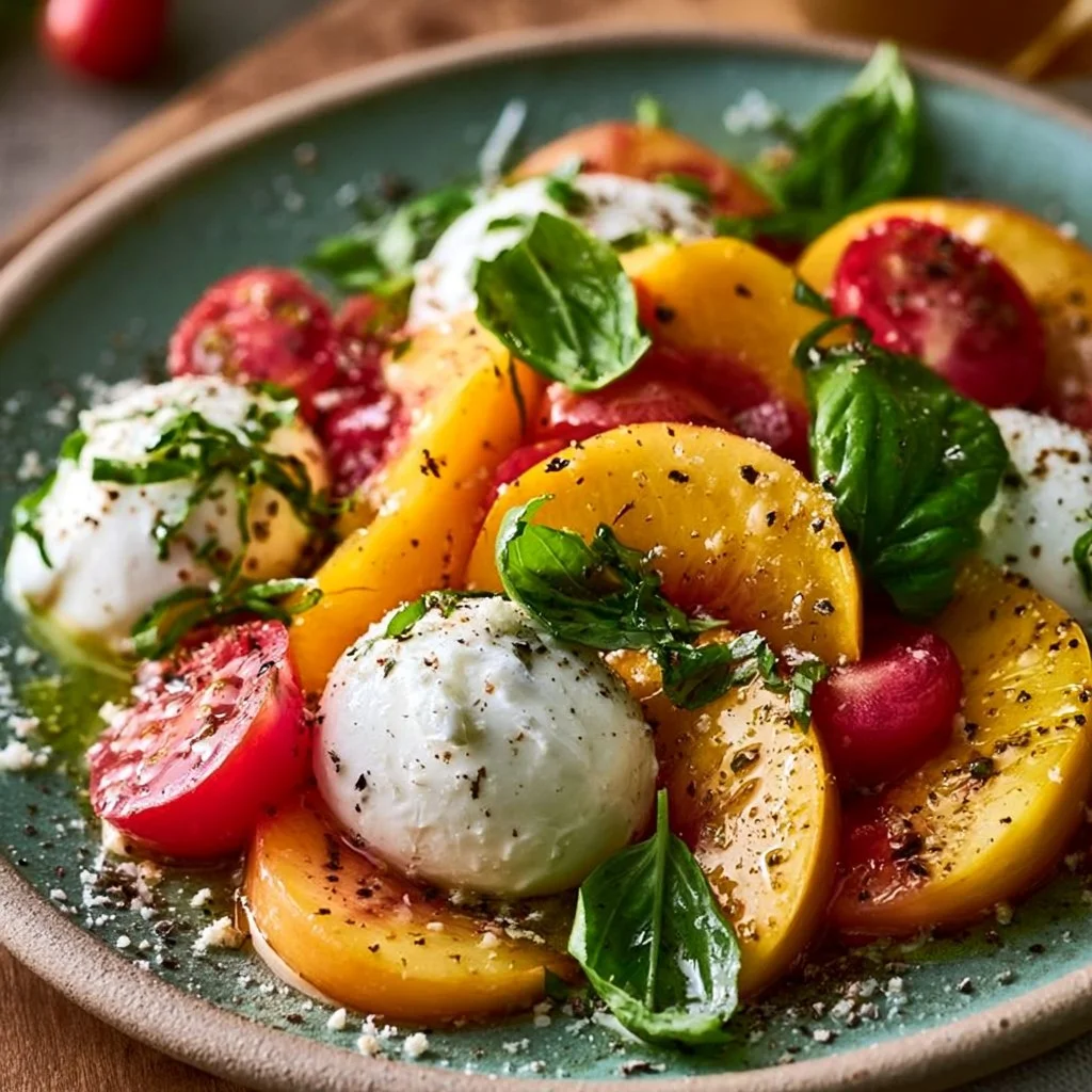 Peach Caprese Salad with Burrata