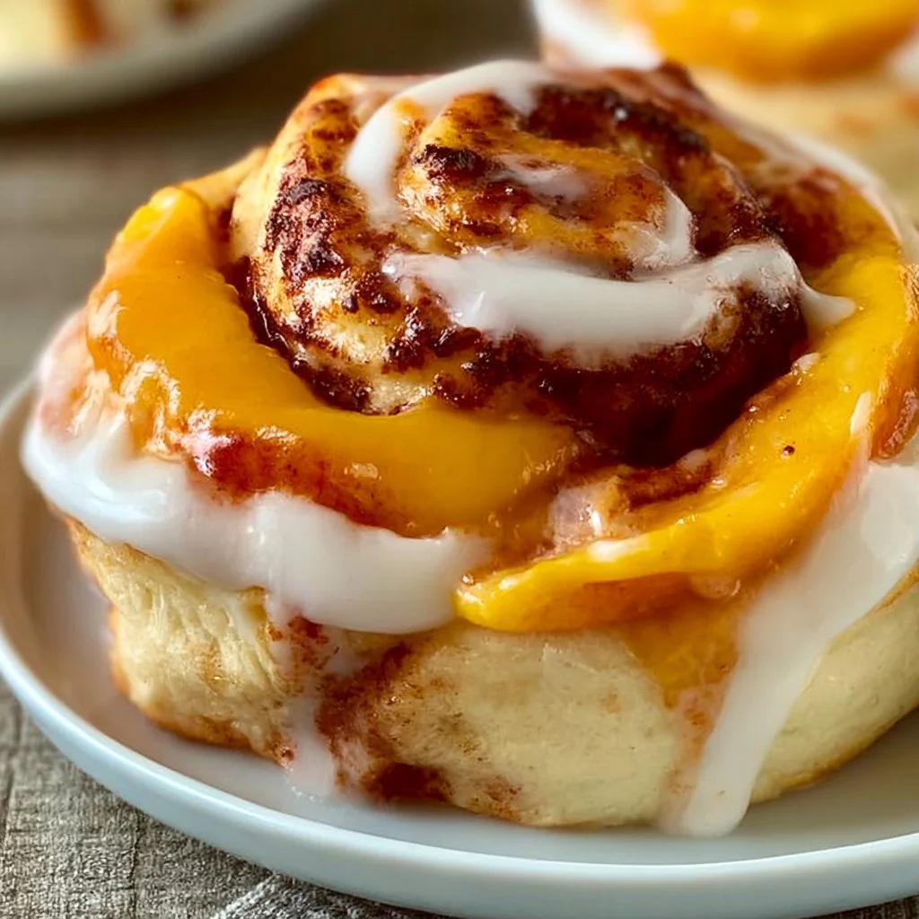 Peach Cobbler Cheesecake Cinnamon Rolls