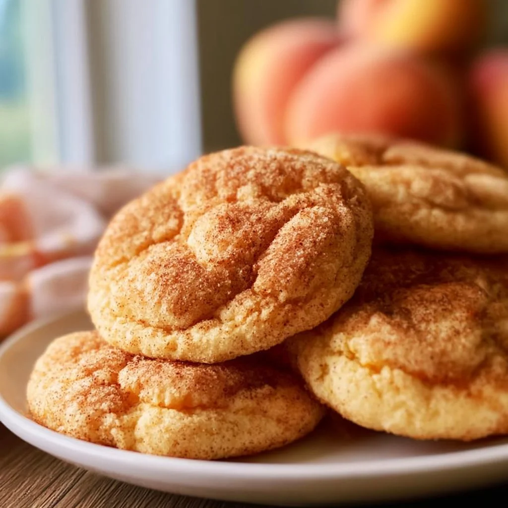 Delicious Peach Snickerdoodle cookies fresh out of the oven