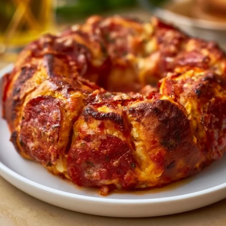 Pull Apart Pepperoni Pizza Bread with melted cheese and pepperoni slices