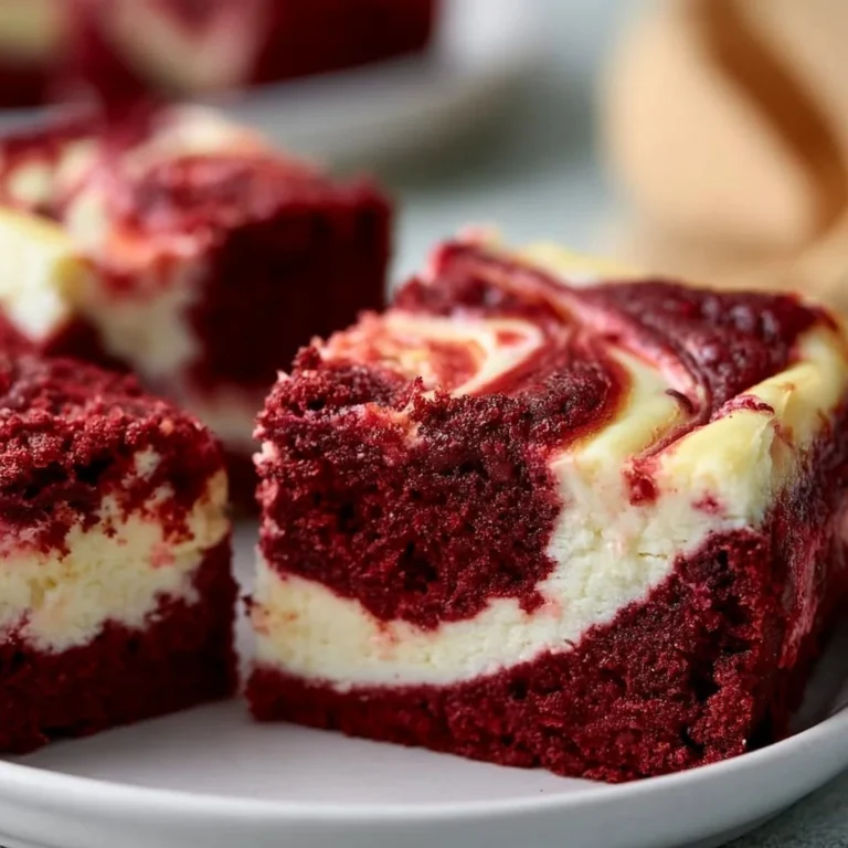 Red Velvet Cheesecake Brownies with creamy cheesecake layer and rich chocolate flavor