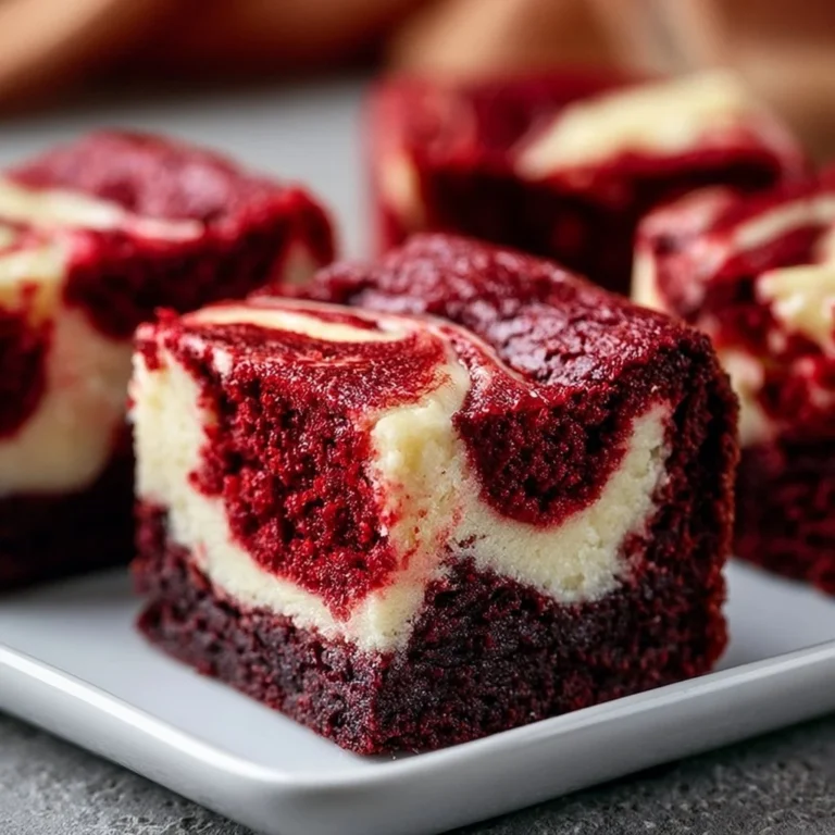 Slice of red velvet cheesecake brownies on a plate with a fork