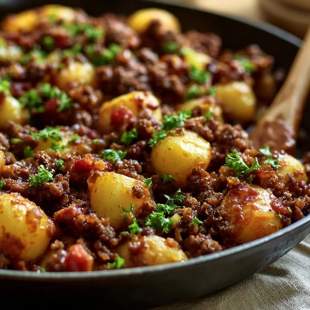 Skillet Ground Beef and Potatoes Dinner