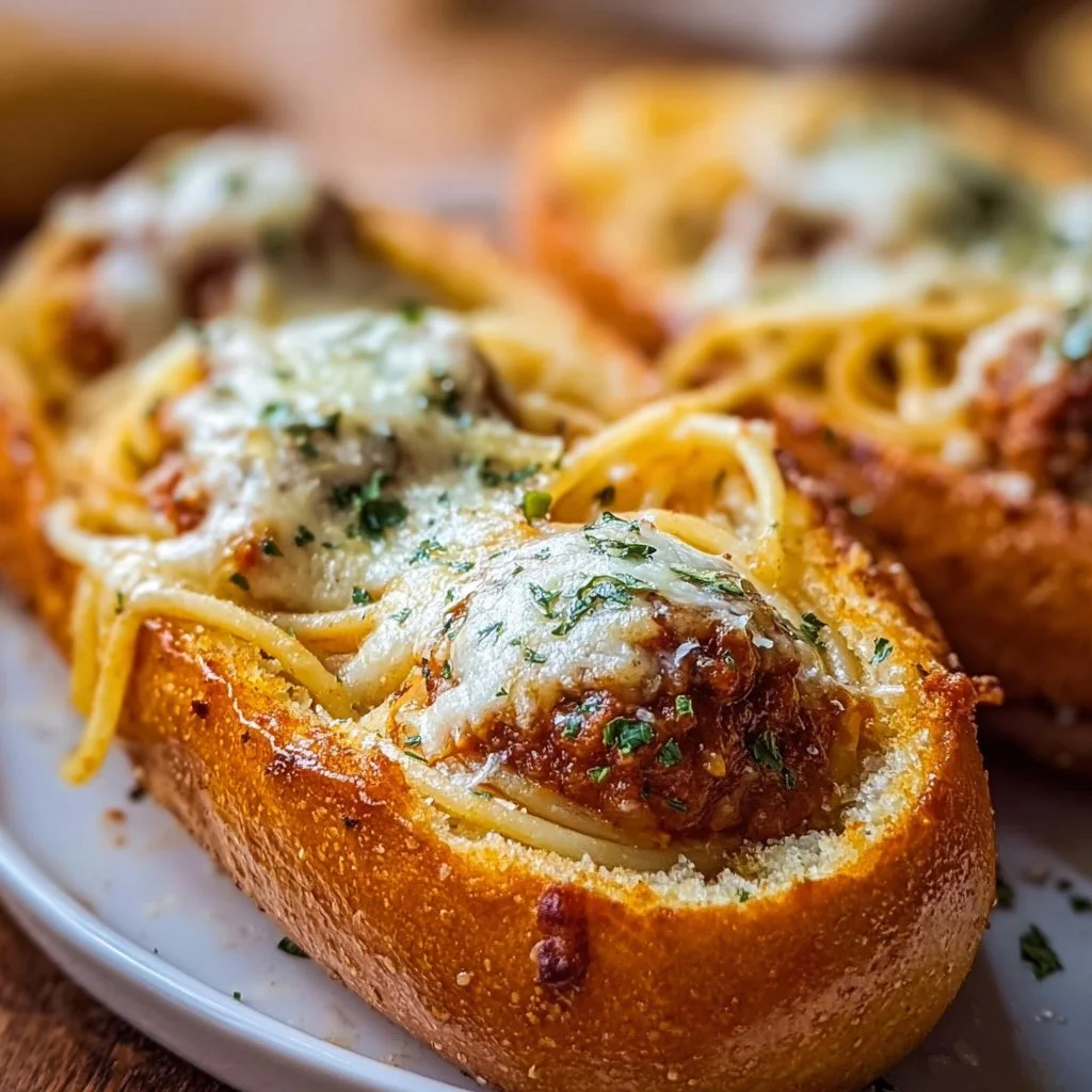 Spaghetti Garlic Bread Bowls
