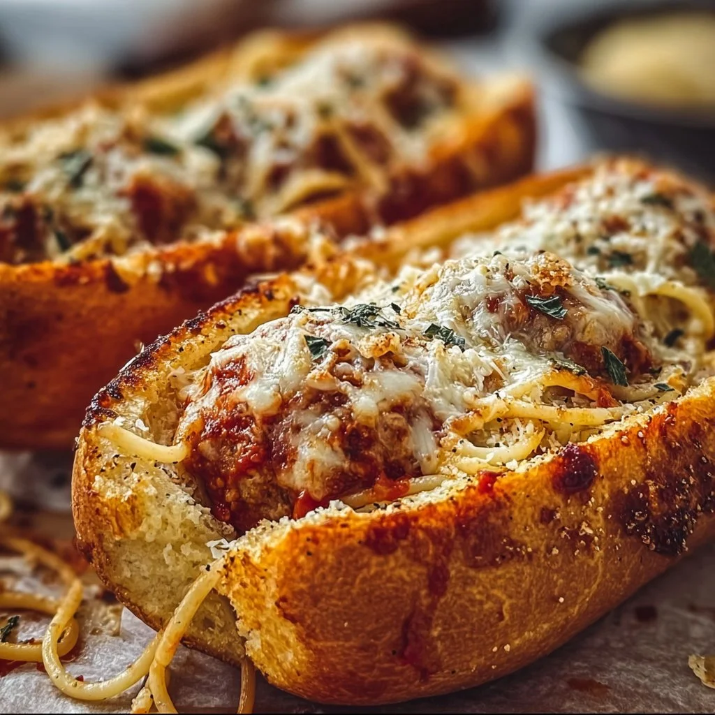 Spaghetti Garlic Bread Bowls