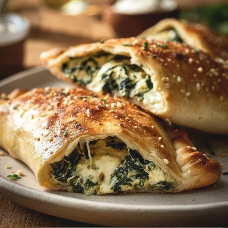 Homemade Spinach Ricotta Calzones filled with creamy ricotta and fresh spinach