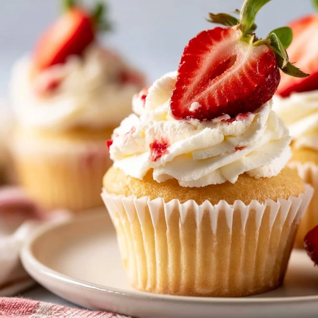 Strawberries and Cream Cupcakes