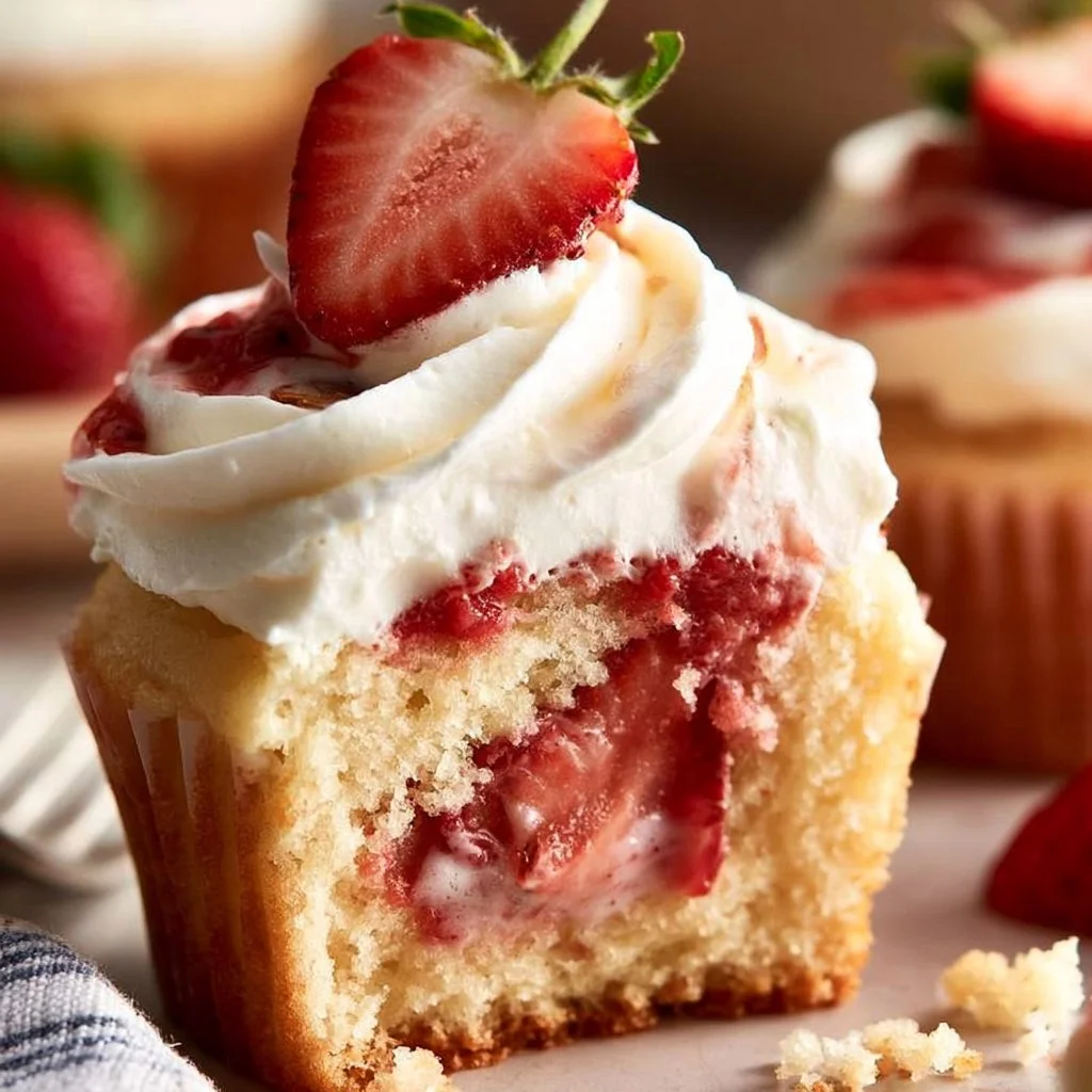 Strawberries and Cream Cupcakes