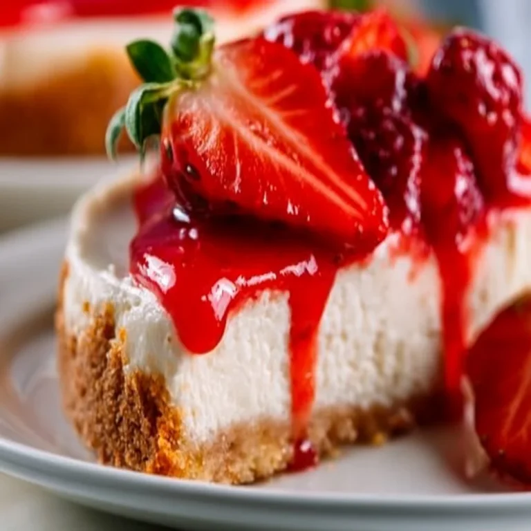 Delicious strawberry cheesecake with fresh strawberries and a creamy texture