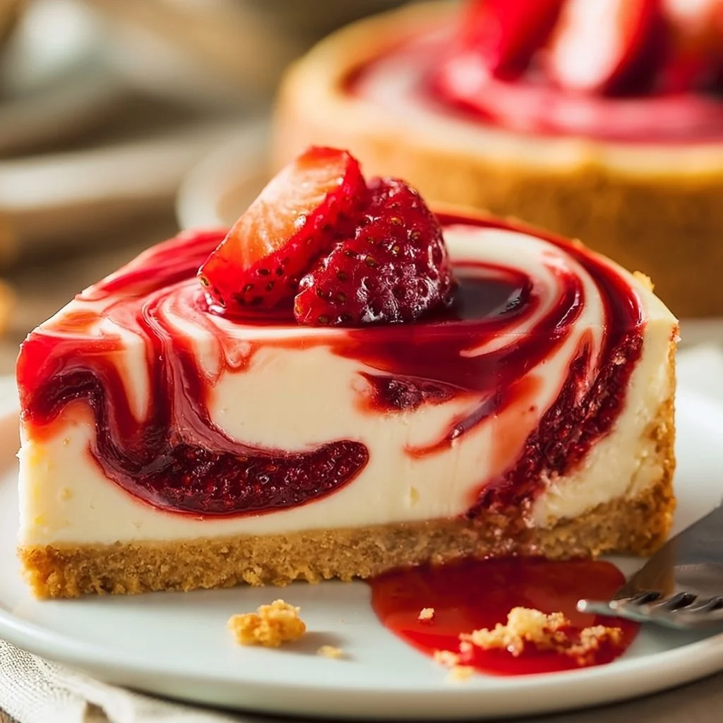 Strawberry Swirl Cheesecake