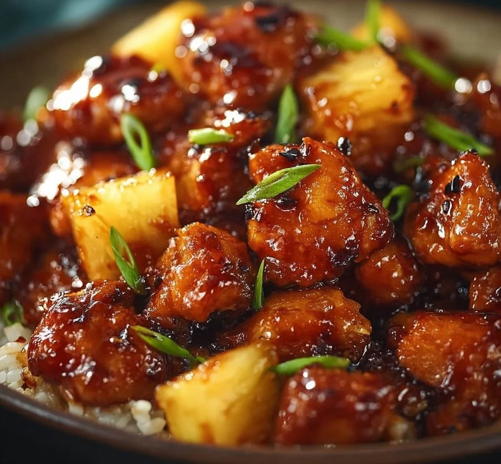 Sweet & Sticky Pineapple Bourbon Chicken