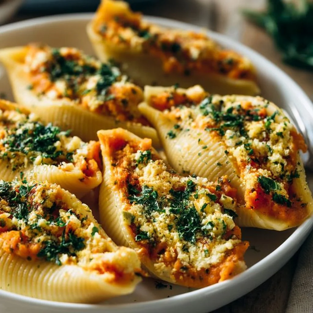 Vegan Pumpkin Ricotta Stuffed Shells