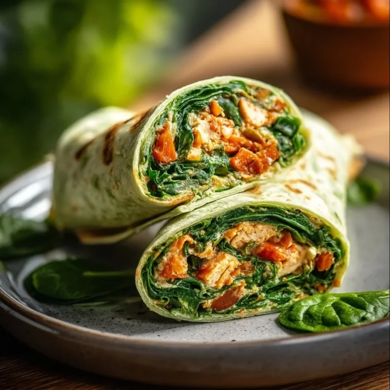 Healthy veggie spinach wraps filled with fresh ingredients