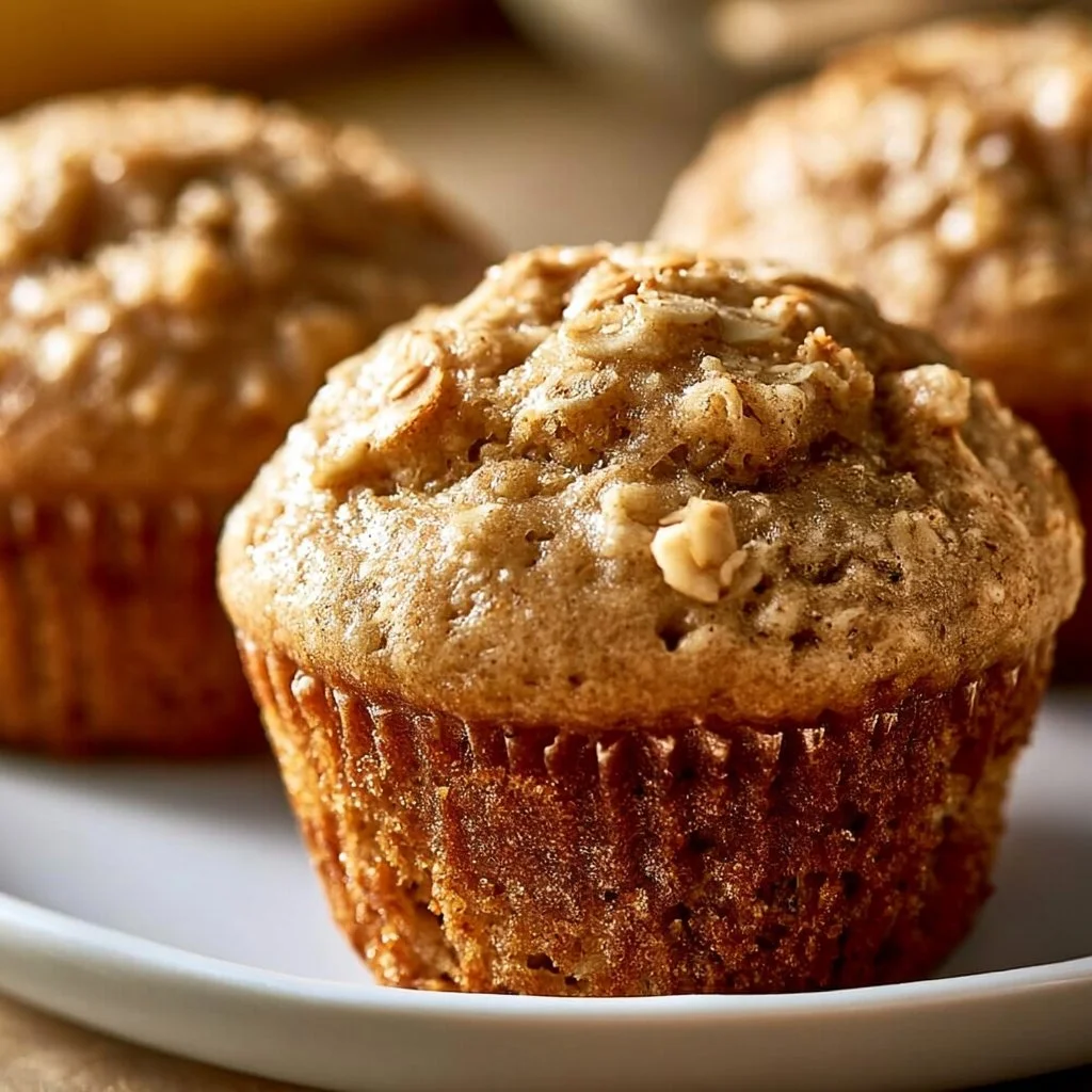 Healthy banana oatmeal muffins fresh out of the oven