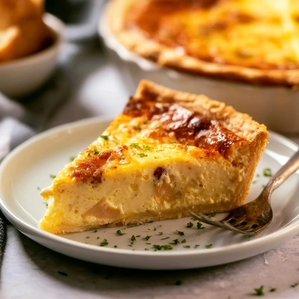 Delicious homemade quiche with a golden crust and fresh ingredients