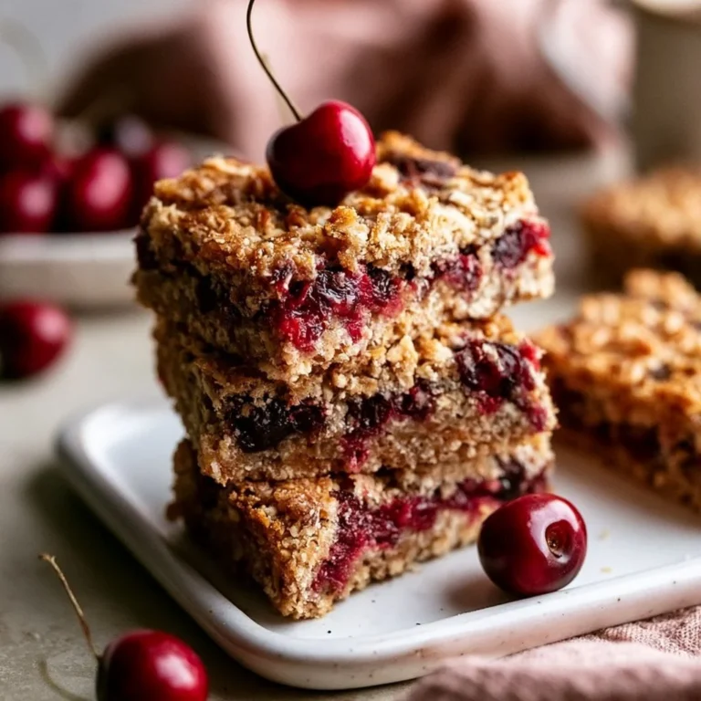 Delicious homemade cherry breakfast bars with oats and nuts.