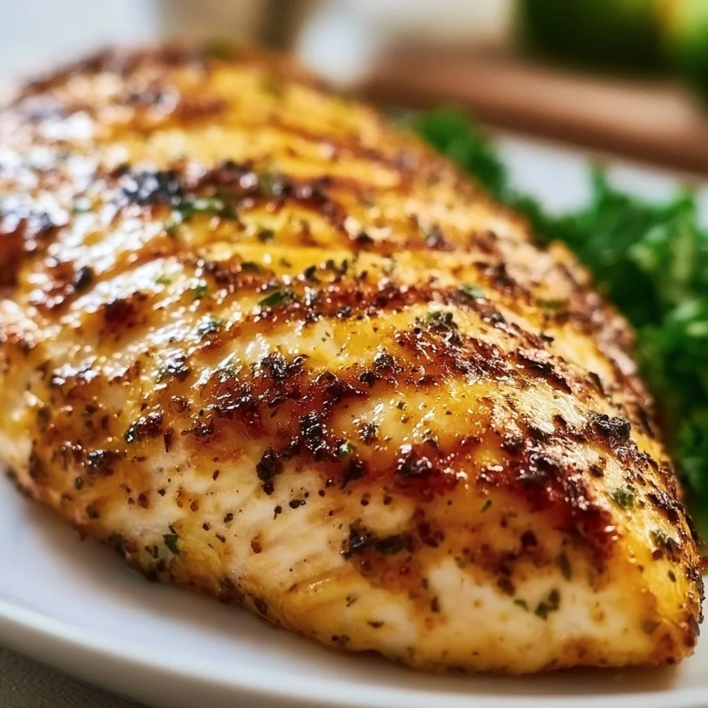 Juicy chicken breast cooked in an air fryer for a healthy meal