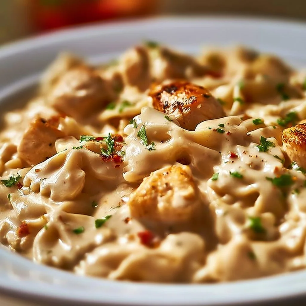 Creamy Marry Me Chicken served with Bowtie Pasta in a delicious sauce
