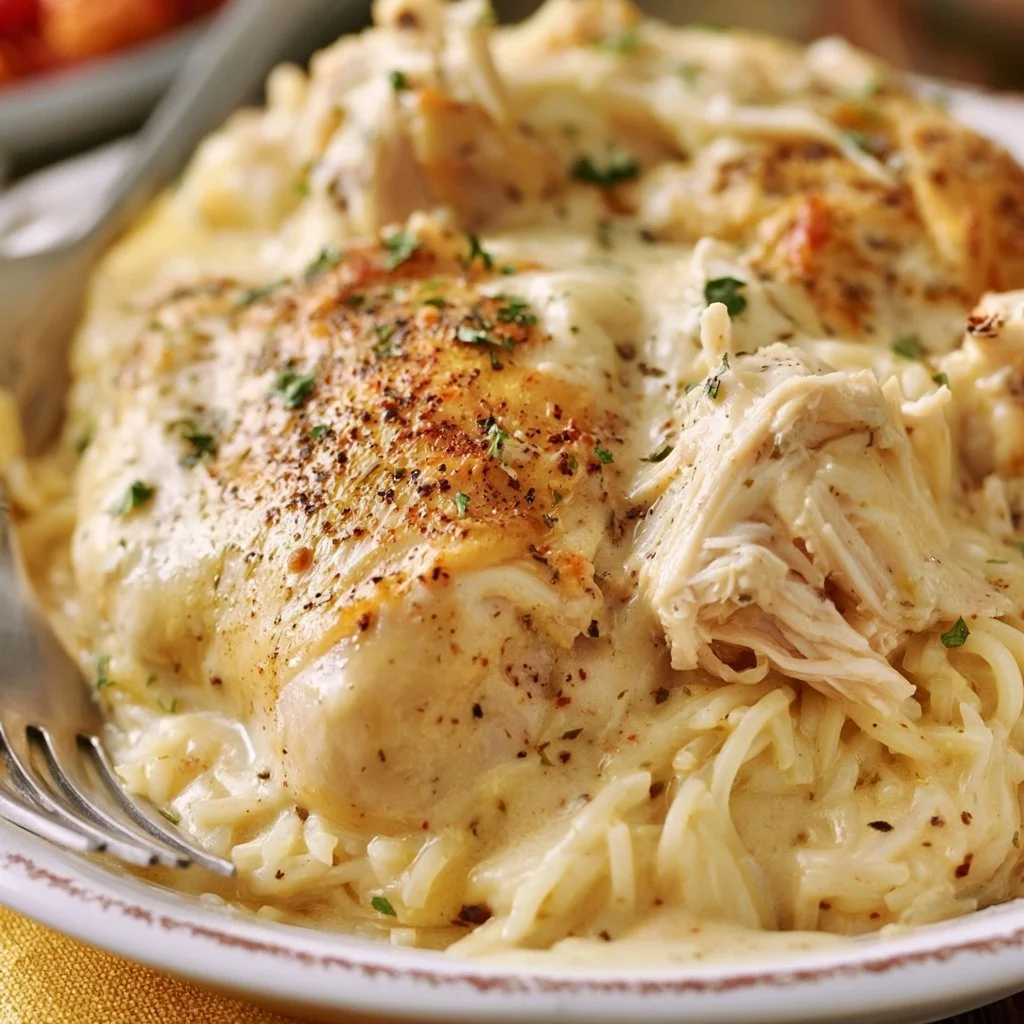 Delicious Crock Pot Angel Chicken dish served in a bowl with herbs.