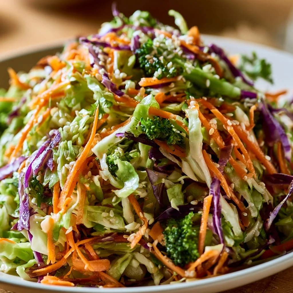 Delicious Crunchy Asian Cabbage Salad with vibrant vegetables and dressing
