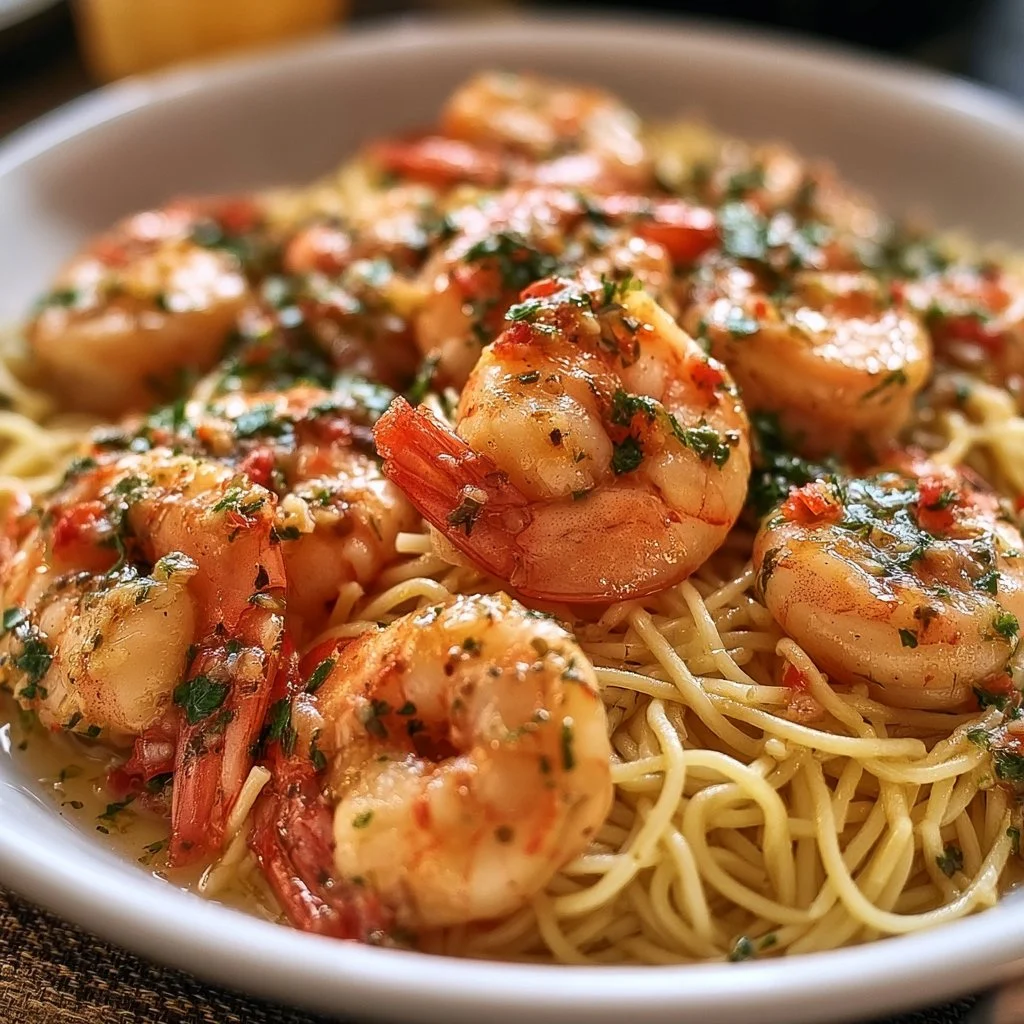 Delicious Garlic Butter Shrimp Scampi served with fresh parsley