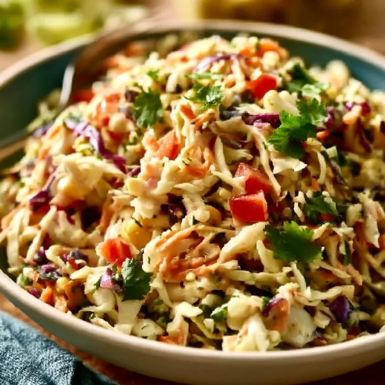 Bowl of delicious Mexican Coleslaw with colorful vegetables