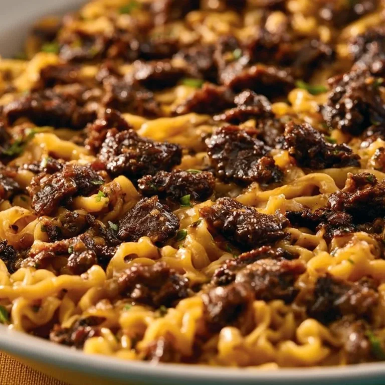 One-Pan Beef & Noodles dish with savory beef and fresh vegetables