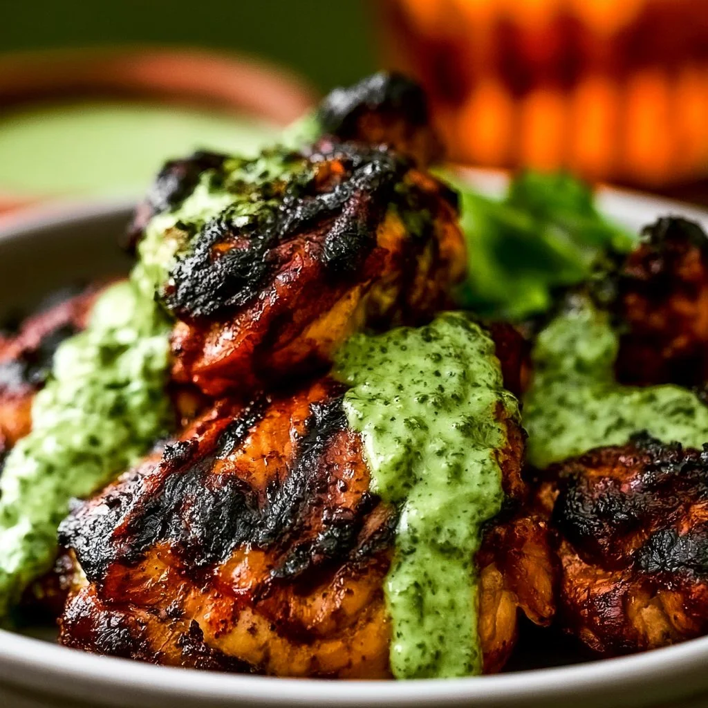 Delicious Peruvian chicken served with creamy green Aji Verde sauce