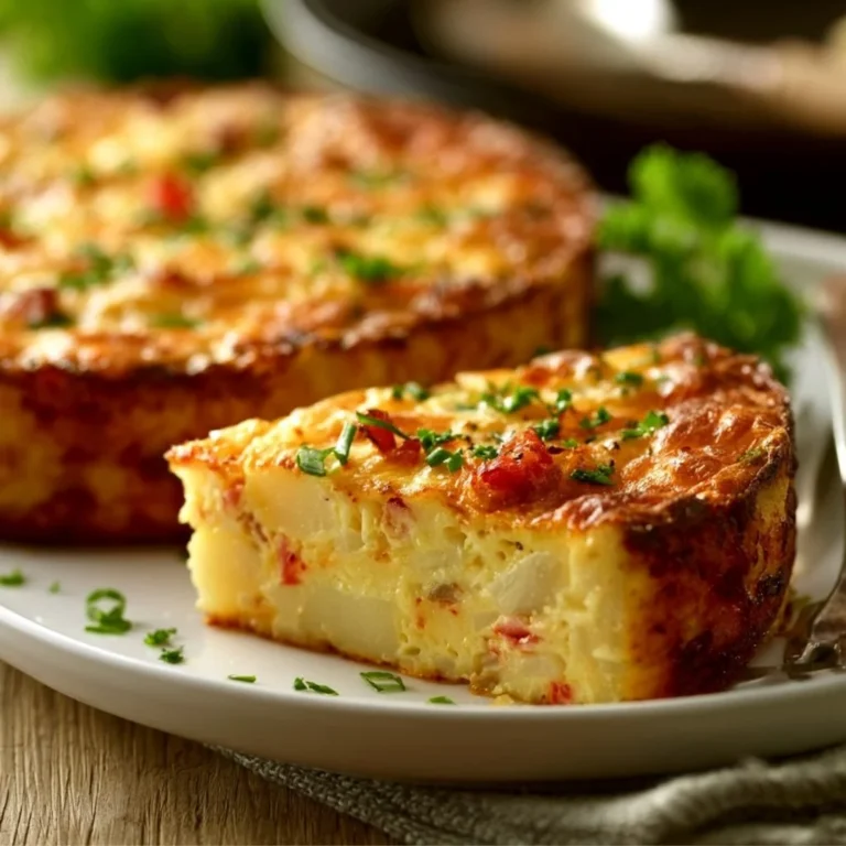 Delicious Potato Crust Quiche served with fresh herbs and vegetables.