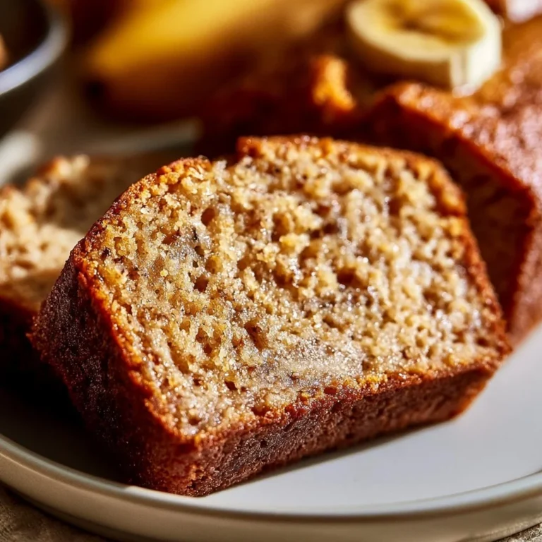 Slice of delicious homemade ultimate banana bread on a wooden table