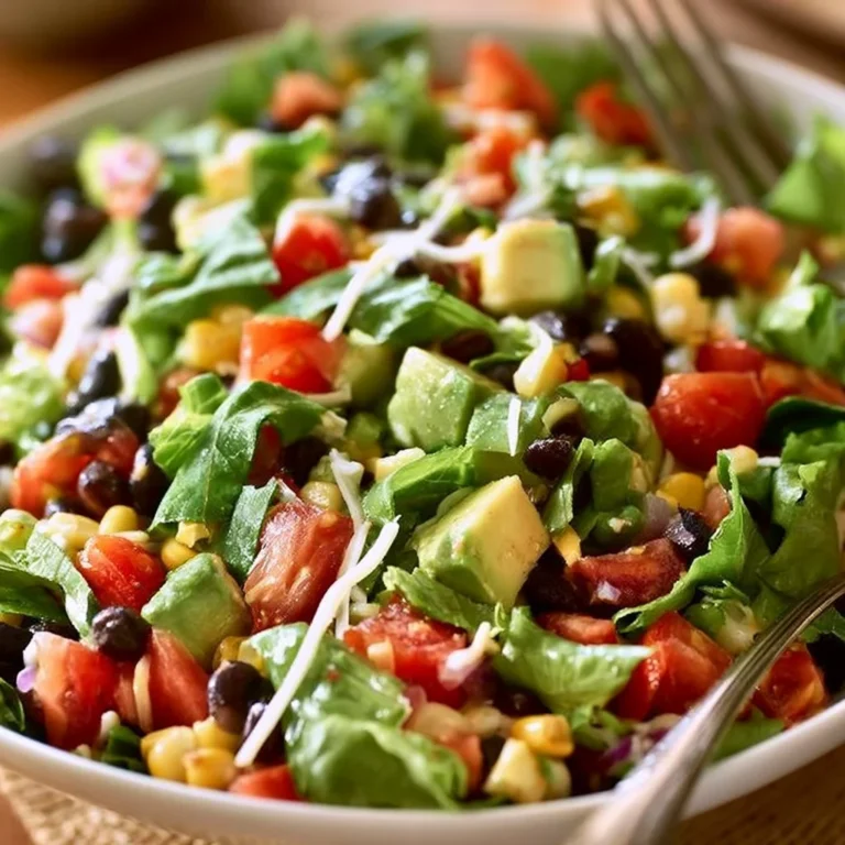 Colorful Vegetarian Black Bean Taco Salad with fresh toppings and ingredients