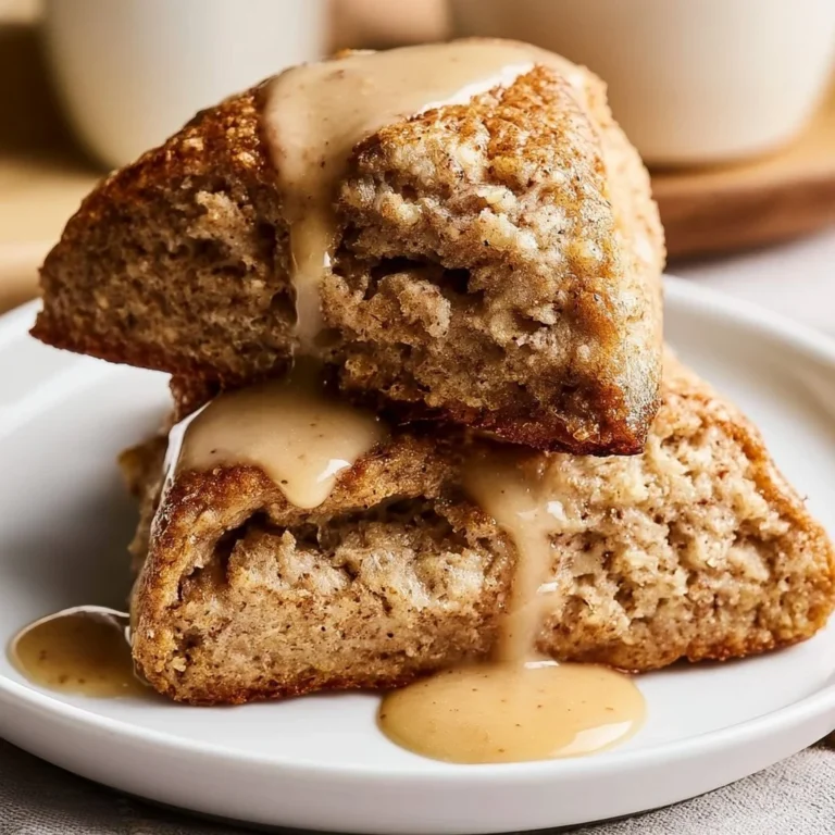 Delicious homemade banana bread scones on a wooden table