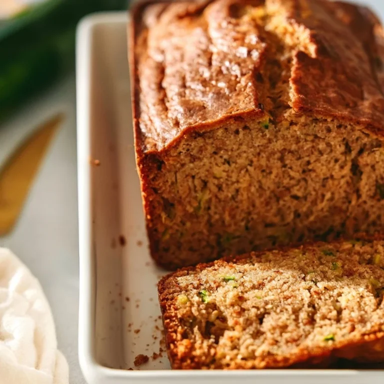 Freshly baked homemade zucchini bread with slices on a wooden board