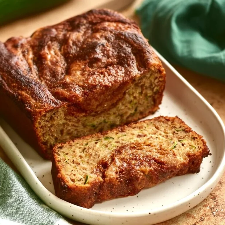 Moist cinnamon swirl zucchini bread freshly sliced with a tempting swirl pattern.